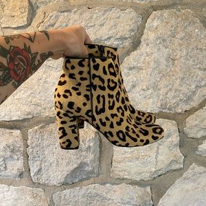 Saint Laurent Pony Hair Ankle Boot in Leopard Print